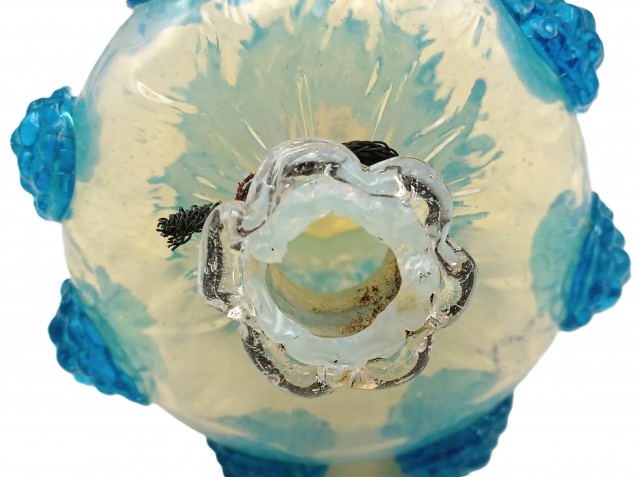 Antique Murano chandelier finial blue glass 