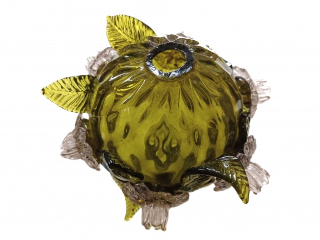 Antique Venetian Chandelier centre stem ball flowers and leaves green