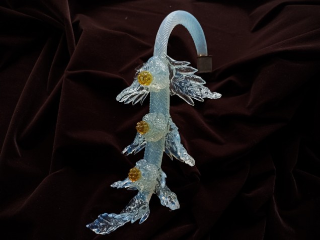 Large Murano glass chandelier Leaf blue and gold 