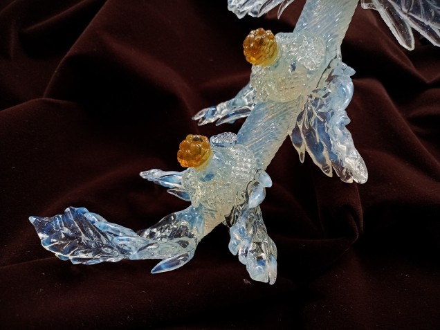 Large Murano glass chandelier Leaf blue and gold 