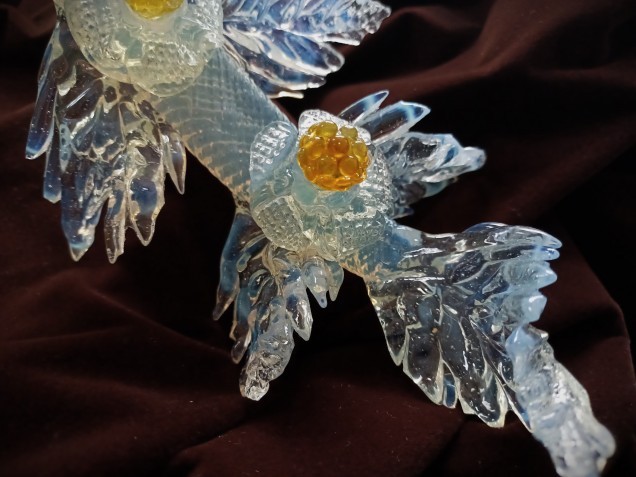 Large Murano glass chandelier Leaf blue and gold 