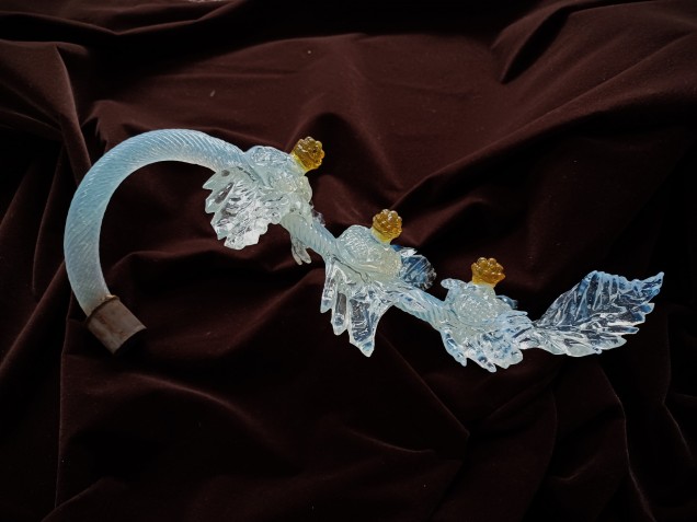 Large Murano glass chandelier Leaf blue and gold 