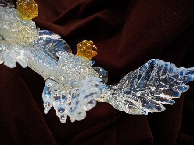 Large Murano glass chandelier Leaf blue and gold 