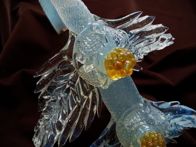 Large Murano glass chandelier Leaf blue and gold 