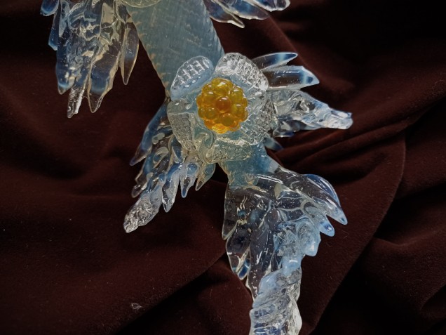 Large Murano glass chandelier Leaf blue and gold 