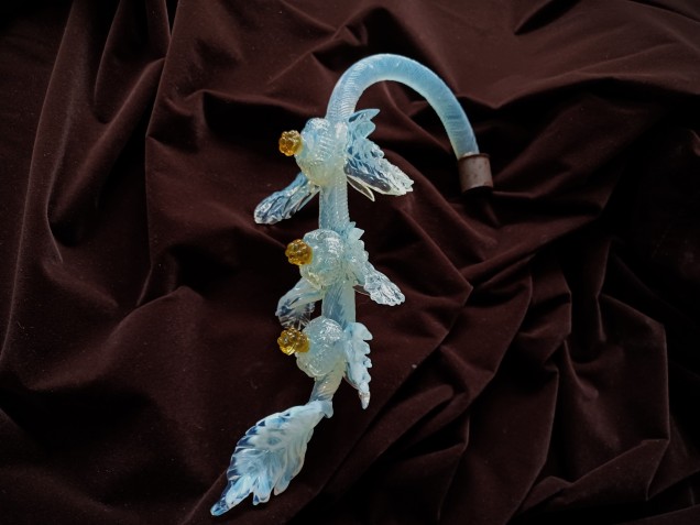 Large Murano glass chandelier Leaf blue and gold B stock