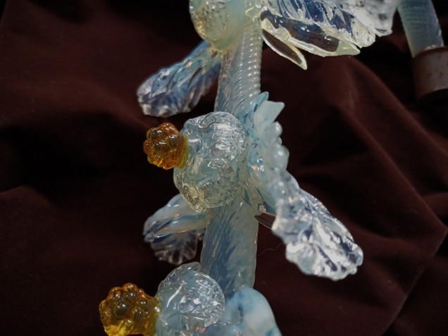 Large Murano glass chandelier Leaf blue and gold B stock
