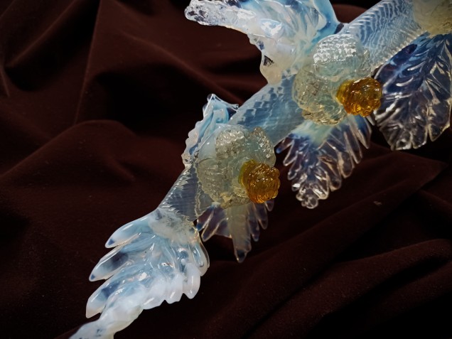 Large Murano glass chandelier Leaf blue and gold B stock