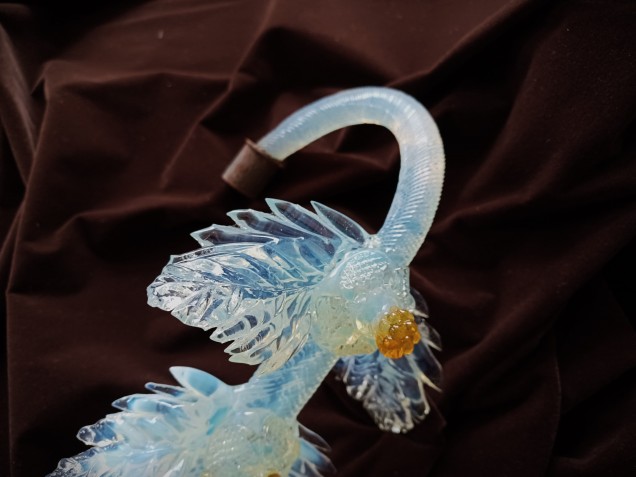 Large Murano glass chandelier Leaf blue and gold B stock