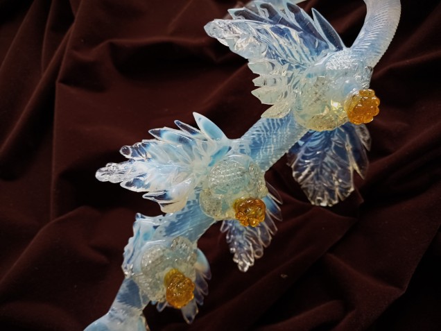 Large Murano glass chandelier Leaf blue and gold B stock