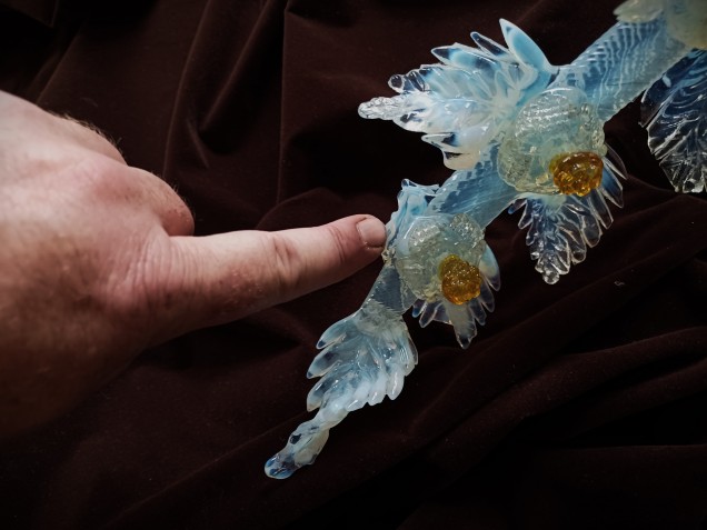 Large Murano glass chandelier Leaf blue and gold B stock