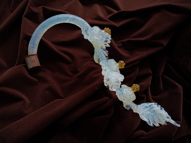 Large Murano glass chandelier Leaf blue and gold B stock