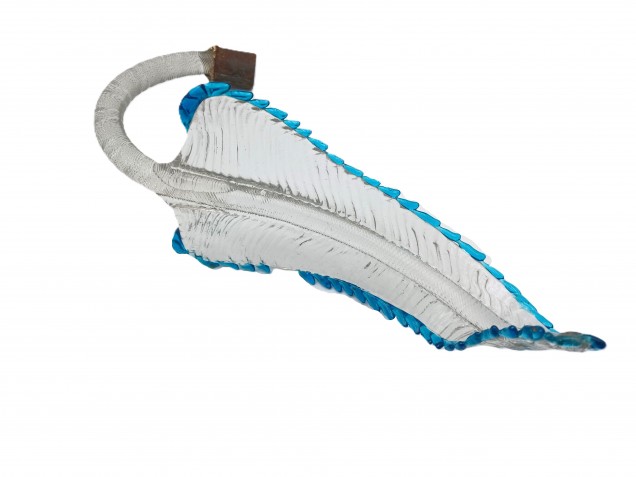 Antique Venetian glass chandelier Leaf blue and clear