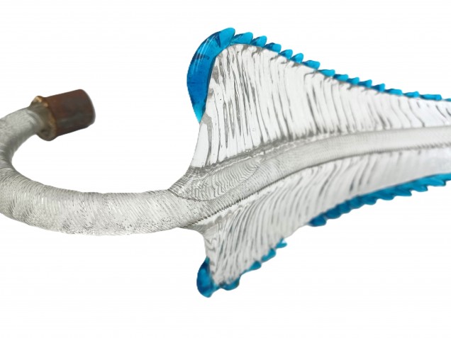 Antique Venetian glass chandelier Leaf blue and clear