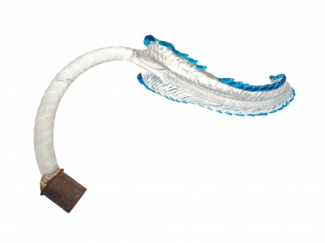 Antique Venetian glass chandelier Leaf blue and clear