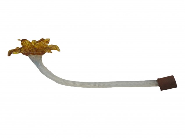 Murano glass flower milky blue and gold