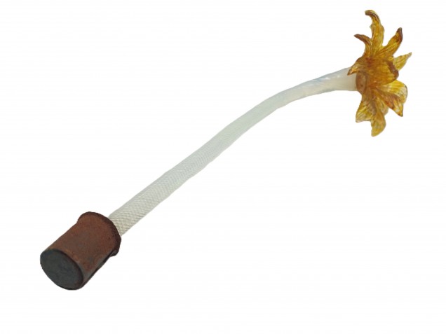 Murano glass flower milky blue and gold