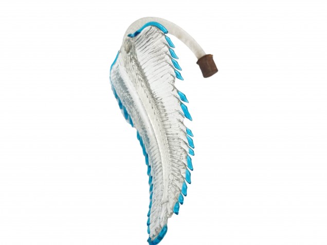 Antique Murano glass chandelier Leaf blue and clear 