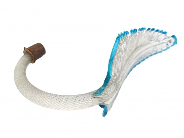 Antique Murano glass chandelier Leaf blue and clear 