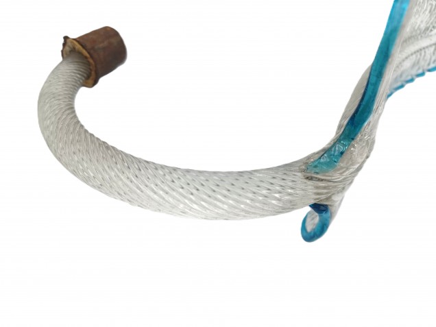 Antique Murano glass chandelier Leaf blue and clear 