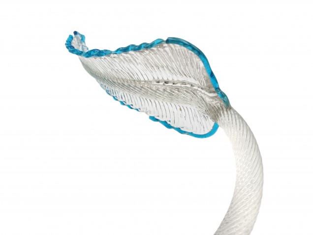 Antique Murano glass chandelier Leaf blue and clear 