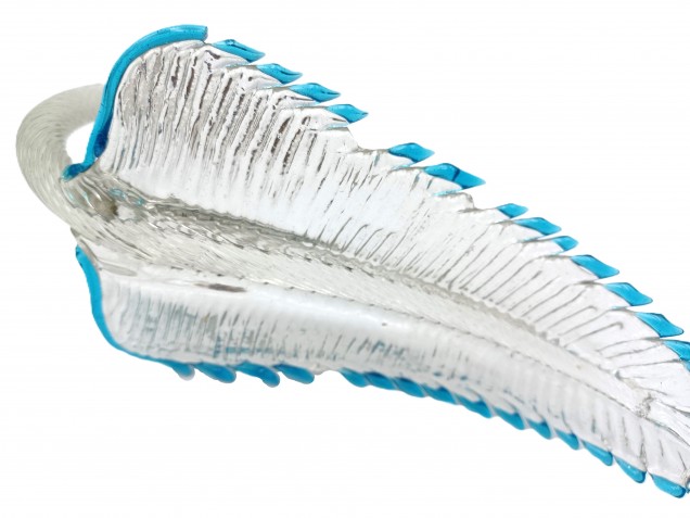 Antique Murano glass chandelier Leaf blue and clear 