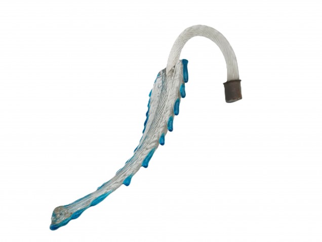 Antique Murano chandelier Leaf blue and clear glass