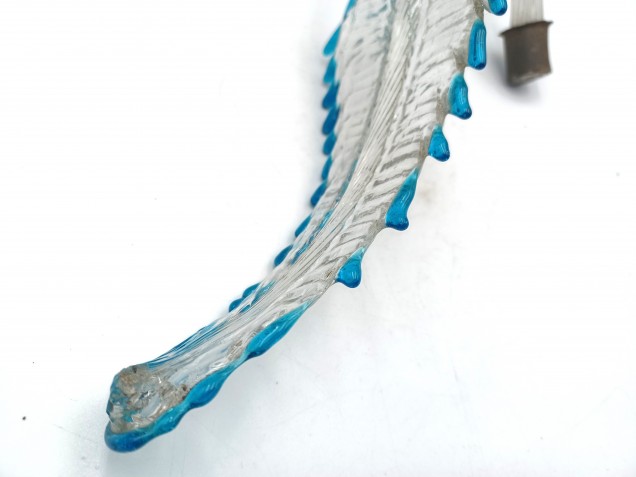 Antique Murano chandelier Leaf blue and clear glass