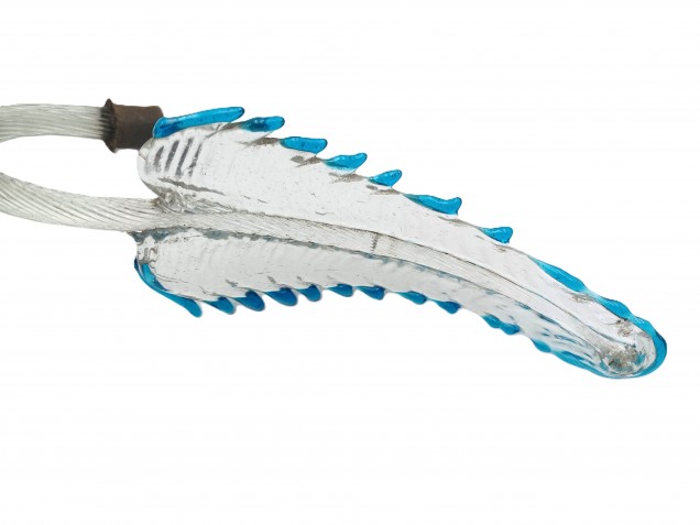 Antique Murano chandelier Leaf blue and clear glass