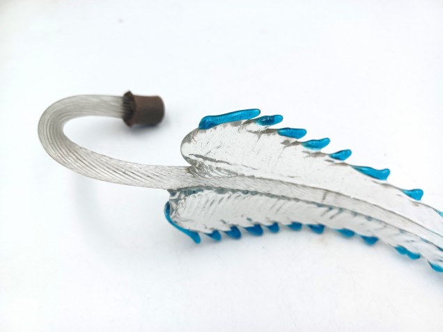 Antique Murano chandelier Leaf blue and clear glass