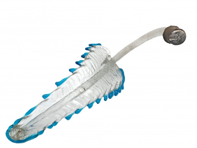 Antique Murano chandelier Leaf blue and clear glass