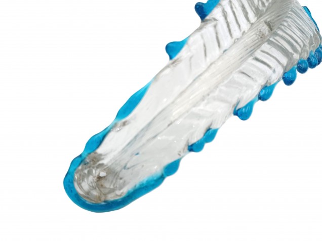 Antique Murano chandelier Leaf blue and clear glass