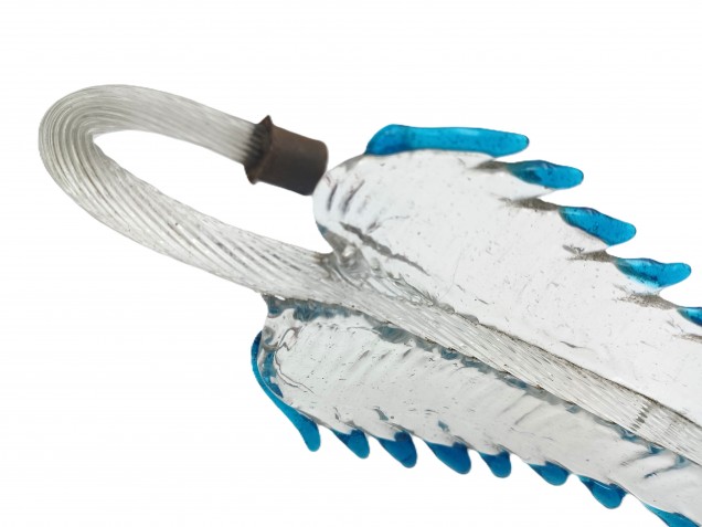 Antique Murano chandelier Leaf blue and clear glass