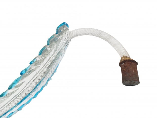 Murano chandelier Leaf clear glass with blue border