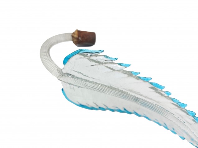 Murano chandelier Leaf clear glass with blue border