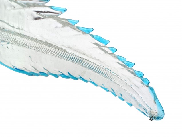 Murano chandelier Leaf clear glass with blue border