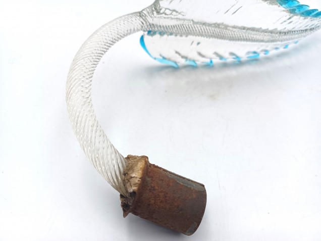 Murano chandelier Leaf clear glass with blue border