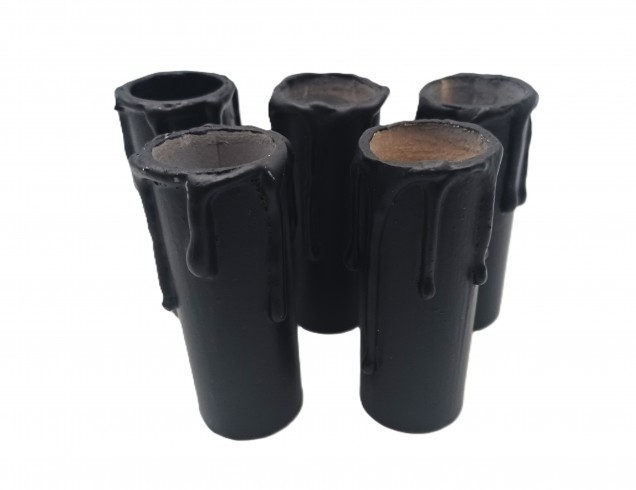 Chandelier Candle Tubes black drip Card 70mm x 24mm