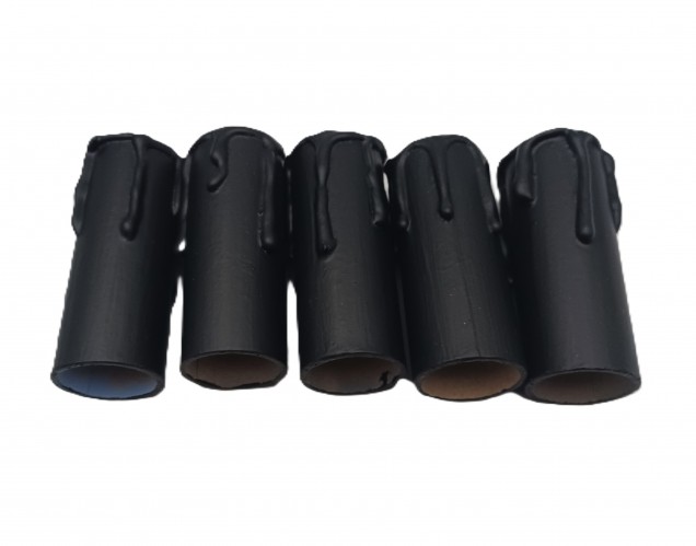 Chandelier Candle Tubes black drip Card 70mm x 24mm