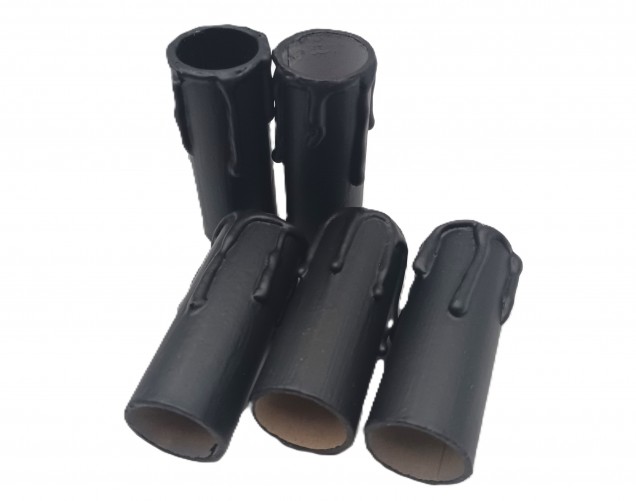 Chandelier Candle Tubes black drip Card 70mm x 24mm