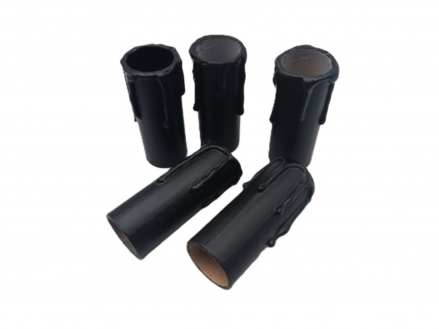 Chandelier Candle Tubes black drip Card 70mm x 24mm