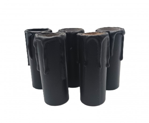 Chandelier Candle Tubes black drip Card 70mm x 24mm