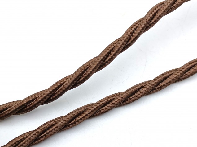3 Core Braided Silk Flex Electrical Cable 0.75mm BROWN