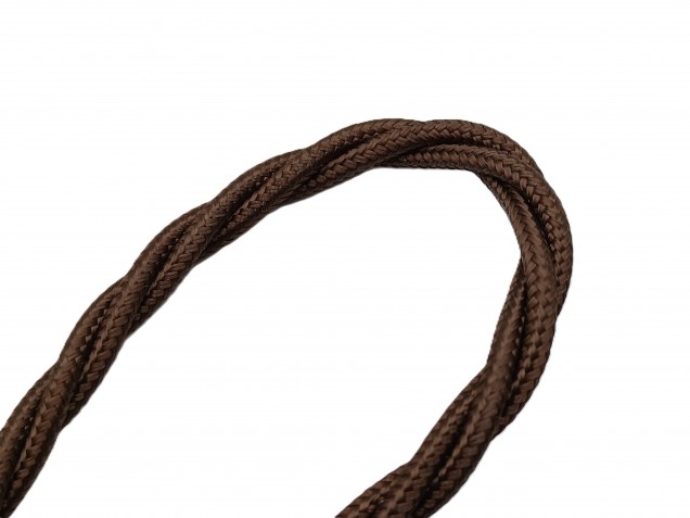 3 Core Braided Silk Flex Electrical Cable 0.75mm BROWN