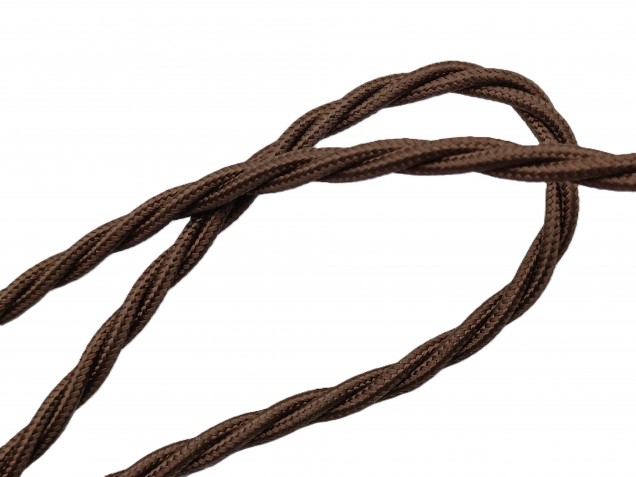 3 Core Braided Silk Flex Electrical Cable 0.75mm BROWN
