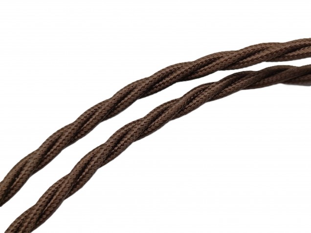 3 Core Braided Silk Flex Electrical Cable 0.75mm BROWN