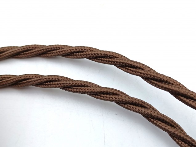 3 Core Braided Silk Flex Electrical Cable 0.75mm BROWN