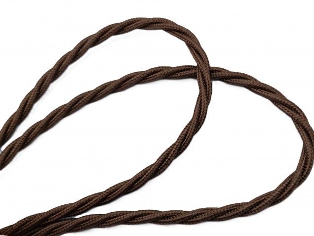 3 Core Braided Silk Flex Electrical Cable 0.75mm BROWN