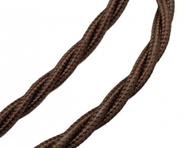 3 Core Braided Silk Flex Electrical Cable 0.75mm BROWN