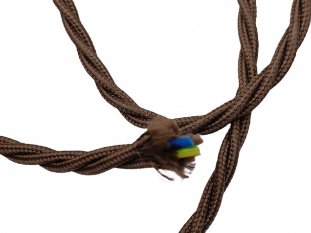 3 Core Braided Silk Flex Electrical Cable 0.75mm BROWN